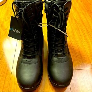 LAPG Men's Core 8" Side-Zip Tactical Work Boots, Lightweight and Durable Suede